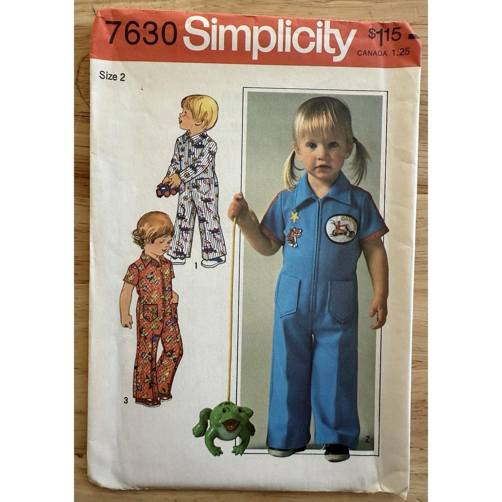VTG Simplicity Pattern 7630 Toddlers' Jumpsuit Size 2‎ UNCUT FF